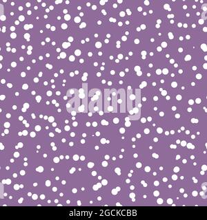 Abstract hand drown polka dots background. Violet dotted seamless pattern with white circles. Template design for invitation, poster, card, flyer Stock Vector