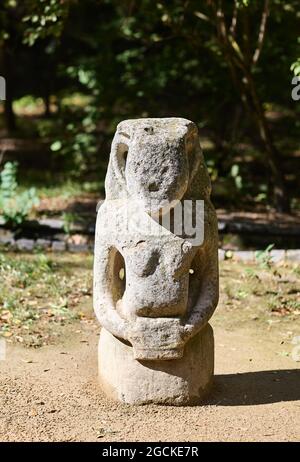 Stone statue kurgan stelae. archaeology concept Stock Photo