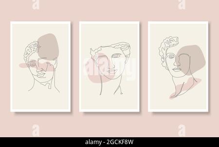 Antique characters set. Line art. Stock Vector