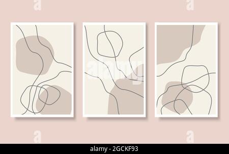 Set of line art illustrations. Stock Vector