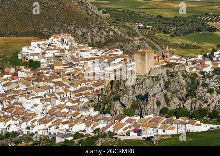 aerial view of the town of Cañete la Real in the province of Malaga. Andalusia, Spain Stock Photo