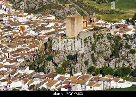 aerial view of the town of Cañete la Real in the province of Malaga. Andalusia, Spain Stock Photo