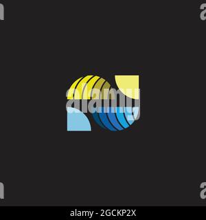 stripes geometric gradient land and sea symbol vector Stock Vector