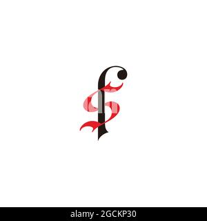 letter sr simple red flame symbol decoration vector Stock Vector