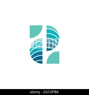 number 2 gradient blue deep logo vector Stock Vector