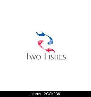 colorful two fishes swim symbol logo vector Stock Vector