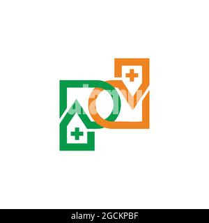 letter pd linked plus medical colorful logo vector Stock Vector