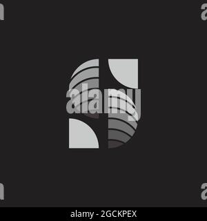 letter s 3d gradient stripe shape geometric logo vector Stock Vector
