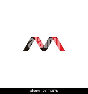 letter m 3d ribbon shadow logo vector Stock Vector