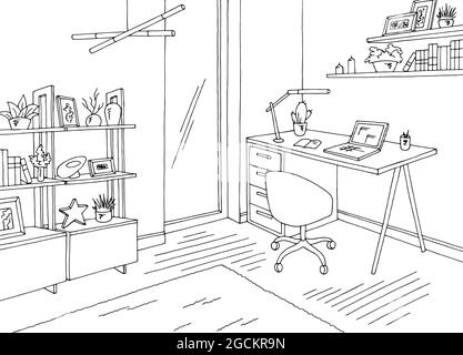 Study Room Sketch Stock Illustration - Download Image Now - 2015,  Apartment, Architecture - iStock
