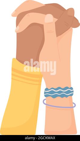 multiracial group hands holding icon vector outline illustration Stock ...