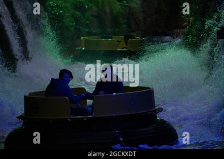 Alton Towers Dark Apocalypse and Freak Show Scare Actors during Halloween Scarefest Event Stock Photo