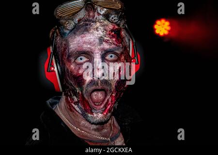 Alton Towers Dark Apocalypse and Freak Show Scare Actors during Halloween Scarefest Event Stock Photo