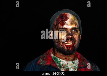 Alton Towers Dark Apocalypse and Freak Show Scare Actors during Halloween Scarefest Event Stock Photo