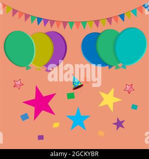 balloons Colorful birthday or party assemble decoration vector illustration Stock Vector