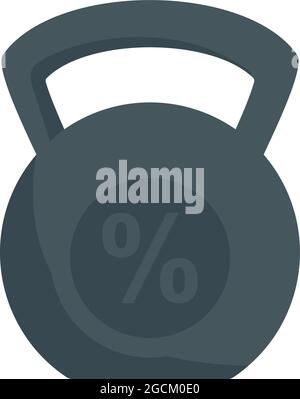 Kettlebell percent online loan icon. Flat illustration of kettlebell percent online loan vector icon isolated on white background Stock Vector