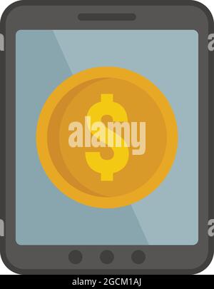 Tablet online loan icon. Flat illustration of tablet online loan vector icon isolated on white background Stock Vector