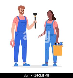 Cleaning service,people in uniform.  Stock Vector