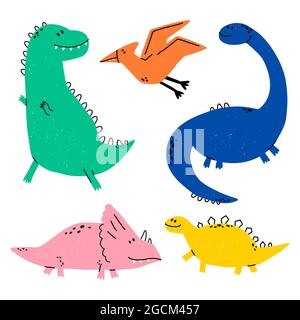 Dinosaurs set in cartoon scandinavian style. Stock Vector