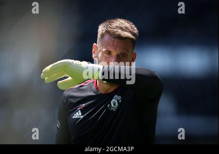 Derby, UK. 18th July, 2021. Goalkeeper Tom Heaton of Man Utd pre match during the 2021/22 Pre Season Friendly match between Derby County and Manchester United at the Ipro Stadium, Derby, England on 18 July 2021. Photo by Andy Rowland. Credit: PRiME Media Images/Alamy Live News Stock Photo