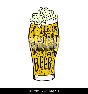 Drink Beer Hand drawn Lettering design. Creative Save Water Octoberfest Funny Text Composition. Octoberfest Print Template. Stock Vector
