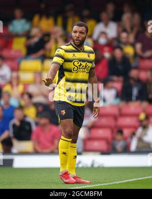 Watford, UK. 24th July, 2021. Troy Deeney of Watford during the 2021/22 Pre Season Friendly match between Watford and West Bromwich Albion at Vicarage Road, Watford, England on 24 July 2021. Photo by Andy Rowland. Credit: PRiME Media Images/Alamy Live News Stock Photo