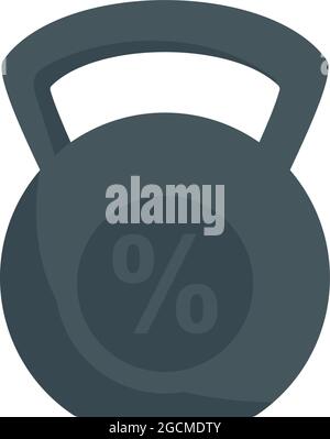 Kettlebell percent online loan icon. Flat illustration of kettlebell percent online loan vector icon isolated on white background Stock Vector