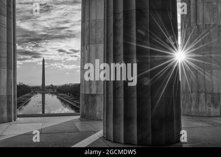Lincoln Memorial at Sunrise Stock Photo