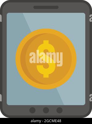 Tablet online loan icon. Flat illustration of tablet online loan vector icon isolated on white background Stock Vector
