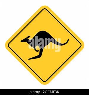 Kangaroo traffic sign isolated on white background Stock Vector