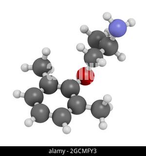 Mexiletine drug molecule. 3D rendering. Atoms are represented as Stock Photo