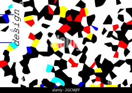 Abstract art background. Vector geometric black red yellow blue figures. Design illustration Stock Vector