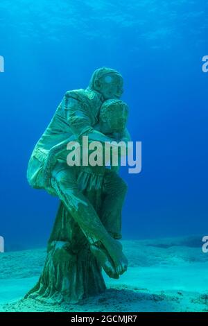Museum of Underwater Sculpture Ayia Napa (MUSAN). Art work sculptor Jason deCaires Taylor. Mediterranean Sea, Ayia Napa, Cyprus. On July 31, 2021, an Museum of Underwater Sculpture Ayia Napa (MUSAN) was opened. Stock Photo