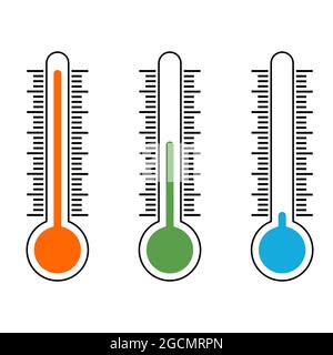Hot and cold thermometer icon set. Low and high temperature on scale.  Meteorological measurements weather. Control level cooling and heating.  Vector Stock Vector Image & Art - Alamy