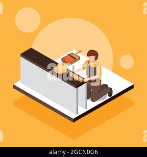 worker with bubble level in wall Stock Vector