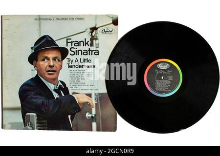 Jazz and easy listening musician, Frank Sinatra music album on vinyl record LP disc. Titled: Try A Little Tenderness album cover Stock Photo