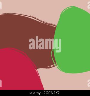 Vector illustration with paints in boho style. Abstract watercolor geometric shapes of balance, plants, nature, sun ,moon. Design for cover, social Stock Vector