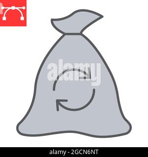 Garbage bag color line icon, waste and ecology, garbage recycle vector icon, vector graphics, editable stroke filled outline sign, eps 10. Stock Vector