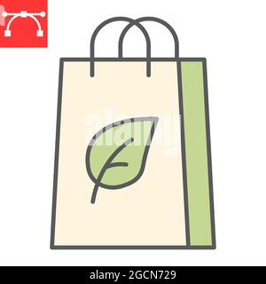 Eco bag color line icon, reusable and ecology, ecobag vector icon, vector graphics, editable stroke filled outline sign, eps 10. Stock Vector