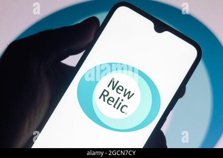 Brazil. 09th Aug, 2021. In this photo illustration, the New Relic logo seen displayed on a smartphone. Credit: SOPA Images Limited/Alamy Live News Stock Photo