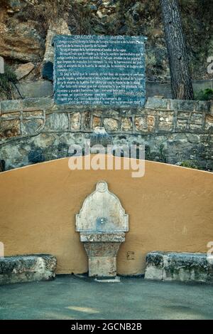 Marble with the tree prayer in the Paseo Cerro Castillo de la Estrella in the town of Segorbe, Castellón, Spain, Europe Stock Photo