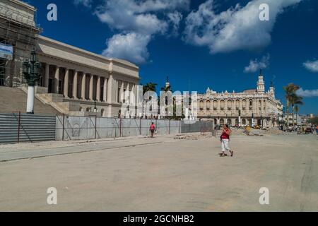 HAVANA, CUBA - FEB 22, 2016 National Capitol under reconstruction Stock Photo