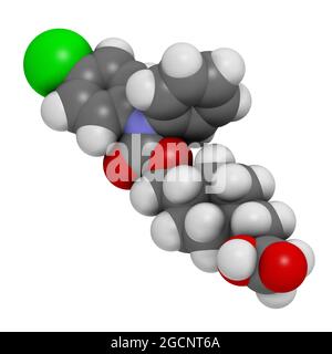 Ralinepag pulmonary arterial hypertension drug molecule. 3D rend Stock Photo