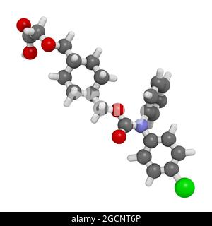 Ralinepag pulmonary arterial hypertension drug molecule. 3D rend Stock Photo