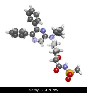 Selexipag pulmonary arterial hypertension drug molecule. 3D rend Stock Photo