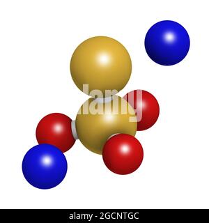 Sodium thiosulfate, chemical structure. 3D rendering. Stock Photo