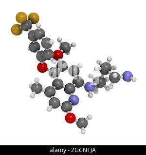 Tafenoquine malaria drug molecule. 3D rendering. Stock Photo