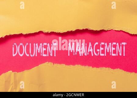 Conceptual caption Document Management. Word Written on Computerized management of electronic documents Abstract Discovering New Life Meaning Stock Photo