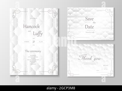 Elegant wedding invitation card template design luxury background with white and gray. Vector illustration.Eps10 Stock Vector