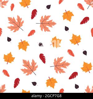 Vector illustration with seamless pattern of fallen leaves Stock Vector